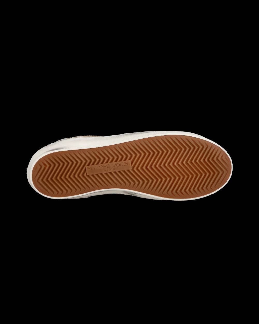Philippe Model Sneakers basse Paris da Bambino in pelle, Bianco Oro Moda
