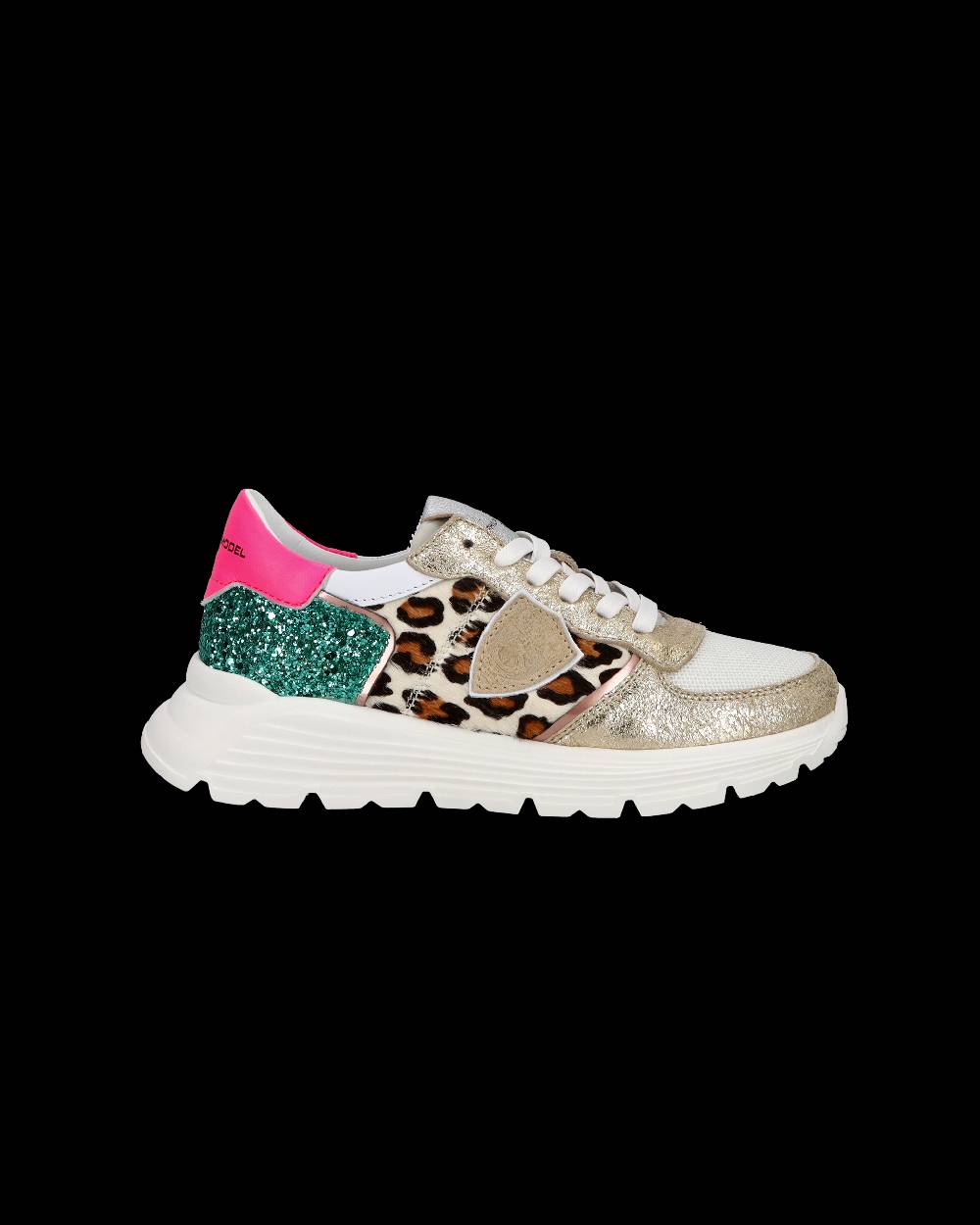 Philippe Model Sneakers basse Trpx Haute da Ragazzo in pelle e glitter, Bianco Verde Italy