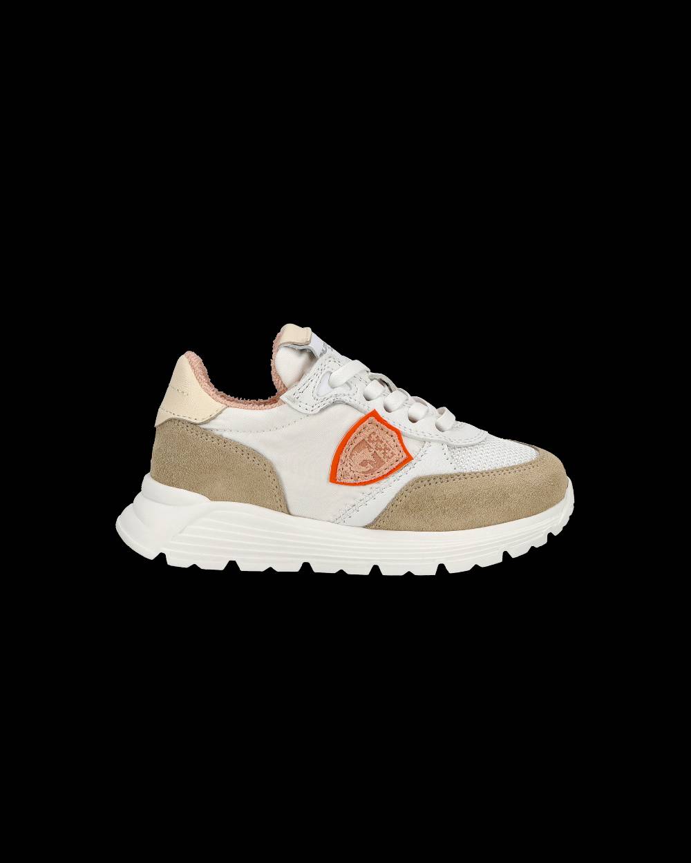 Philippe Model Baby Antibes Low-Top Sneakers in Nylon And Leather, White Beige Italia