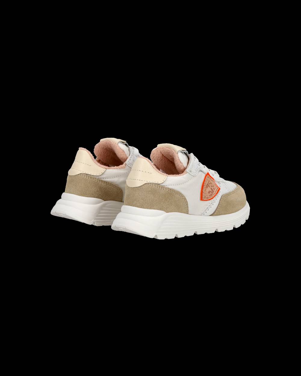 Philippe Model Baby Antibes Low-Top Sneakers in Nylon And Leather, White Beige Italia