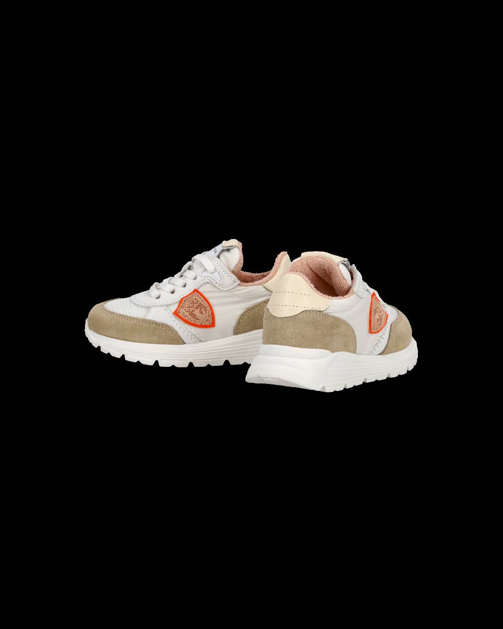 Philippe Model Baby Antibes Low-Top Sneakers in Nylon And Leather, White Beige Italia