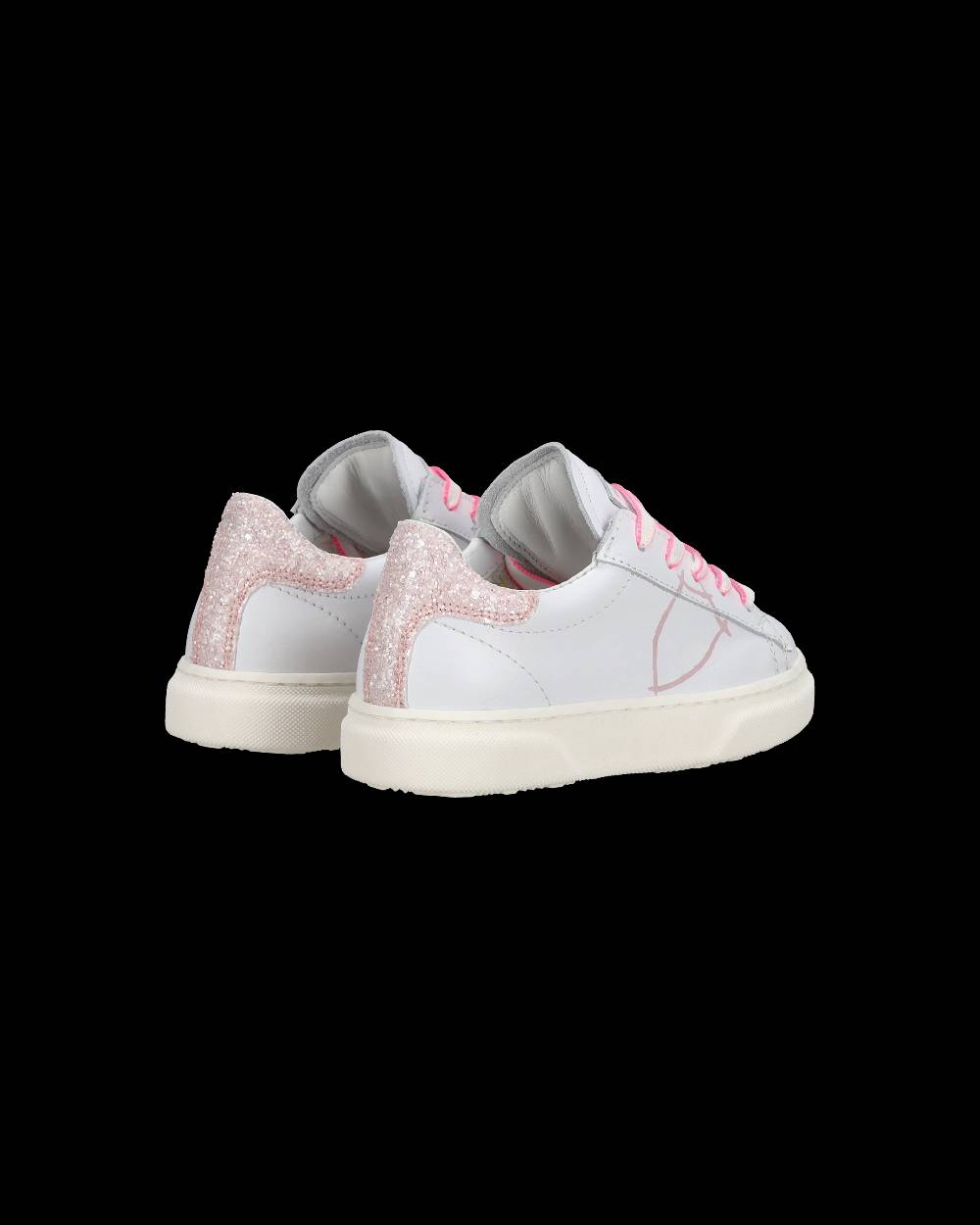 Philippe Model Baby Temple Low-Top Sneakers in Leather, White Pink 2025
