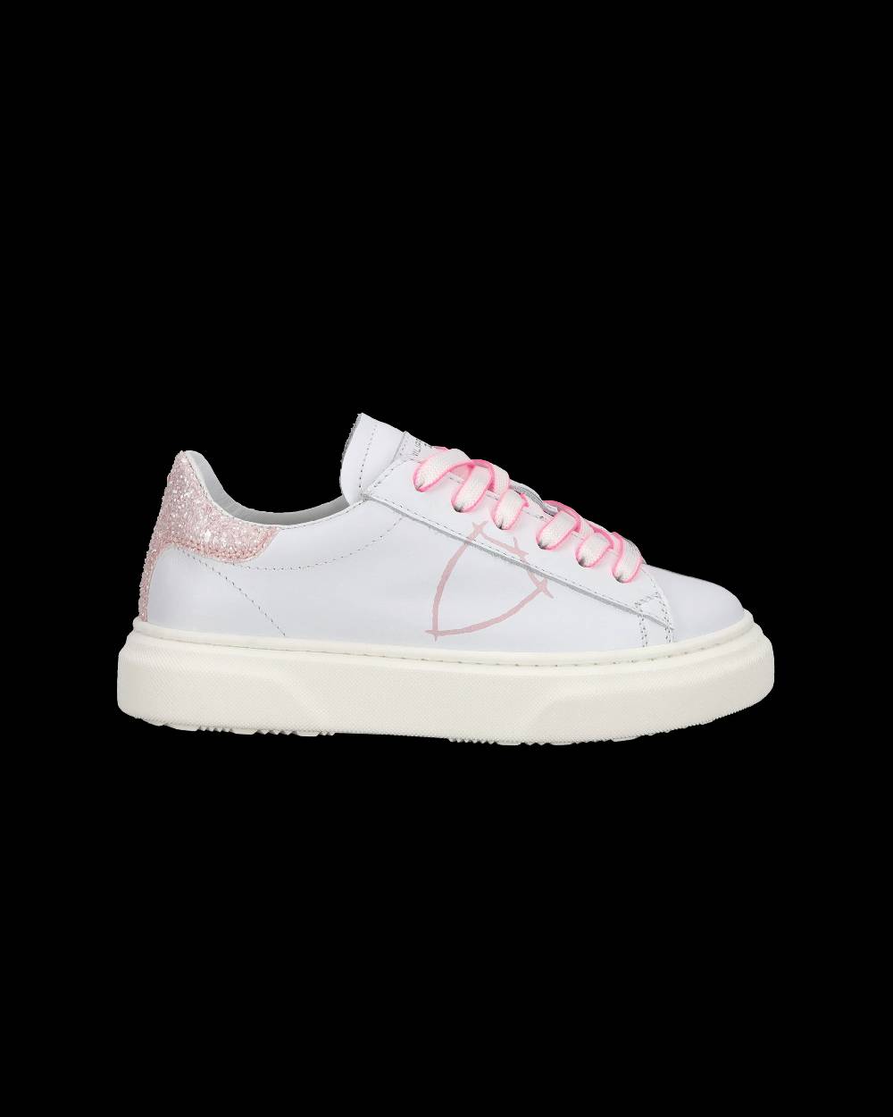 Philippe Model Sneakers basse Temple da Ragazzo in pelle, Bianco Rosa In Linea
