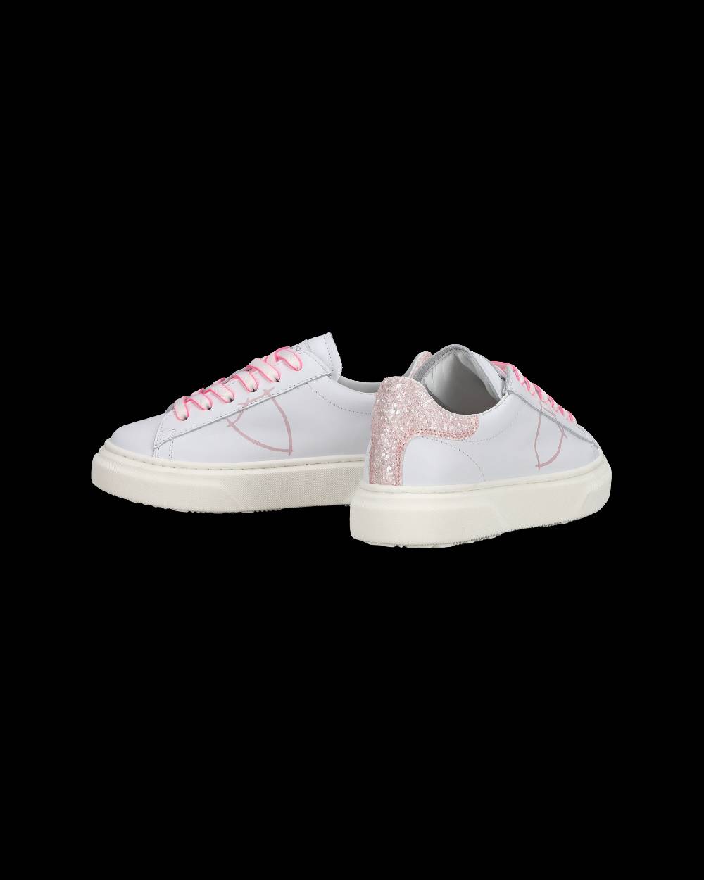 Philippe Model Sneakers basse Temple da Ragazzo in pelle, Bianco Rosa In Linea