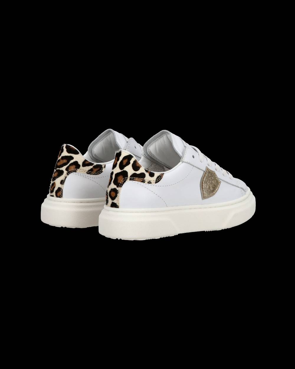 Philippe Model Junior Temple Low-Top Sneakers in Leather, White Pink Nuovo
