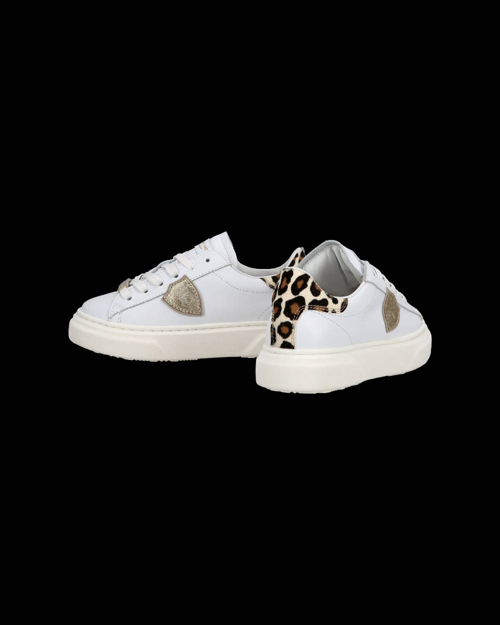 Philippe Model Junior Temple Low-Top Sneakers in Leather, White Pink Nuovo