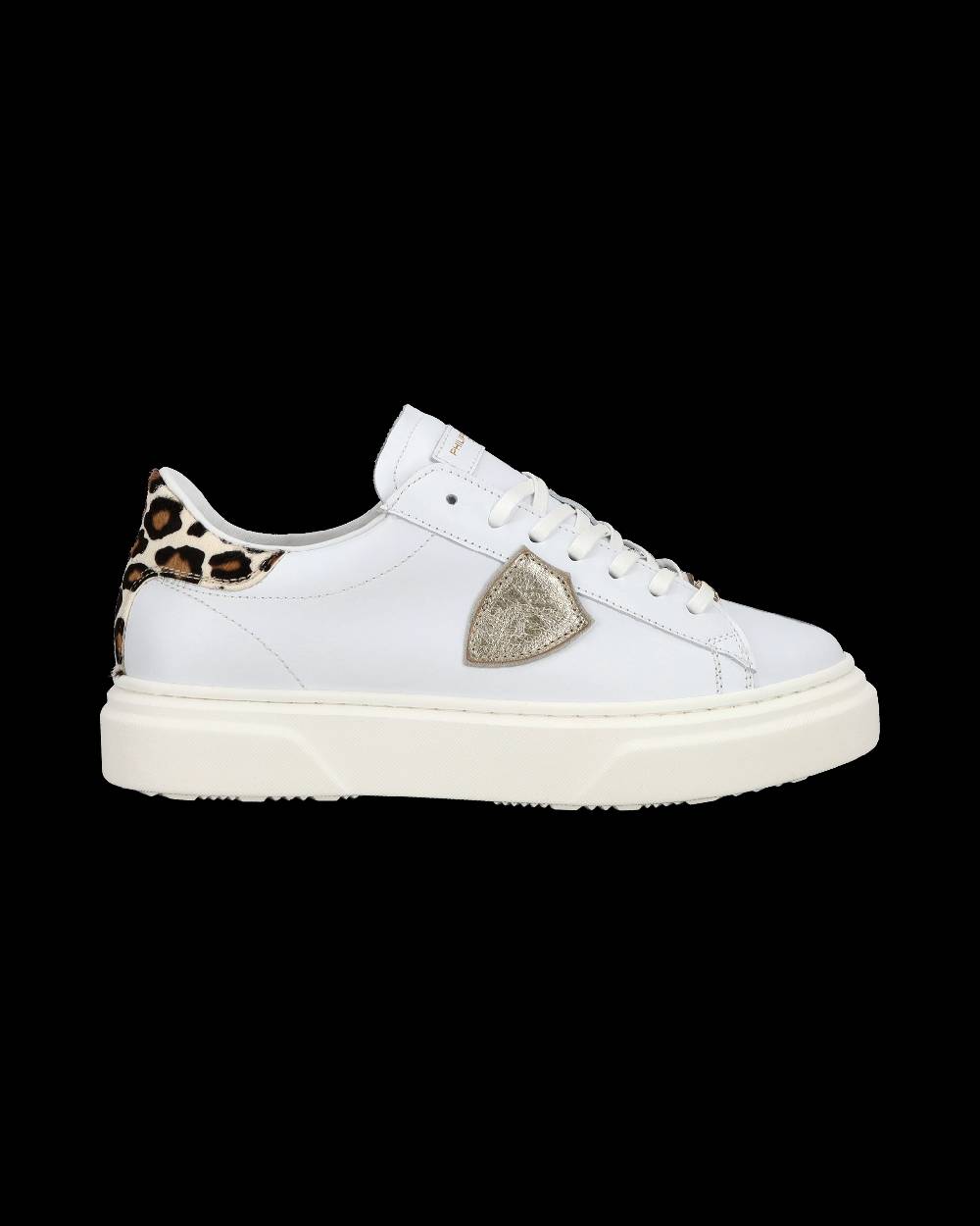 Philippe Model Junior Temple Low-Top Sneakers in Leather, White Pink Qualità