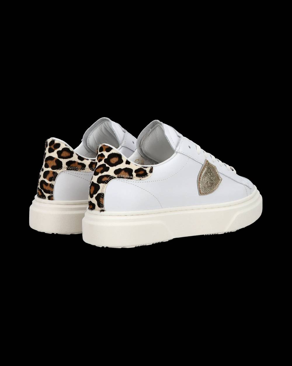 Philippe Model Junior Temple Low-Top Sneakers in Leather, White Pink Qualità