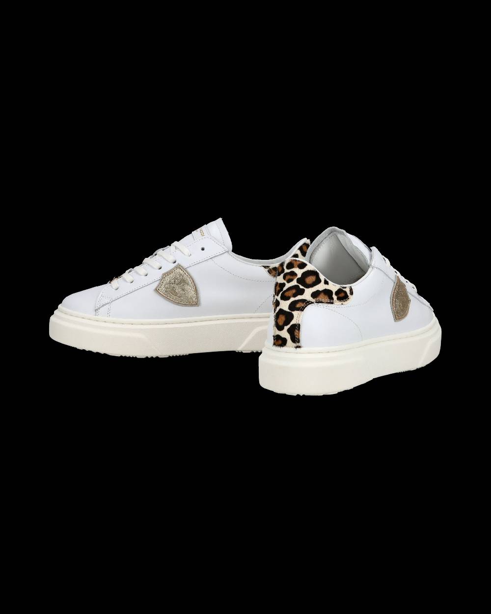 Philippe Model Junior Temple Low-Top Sneakers in Leather, White Pink Qualità