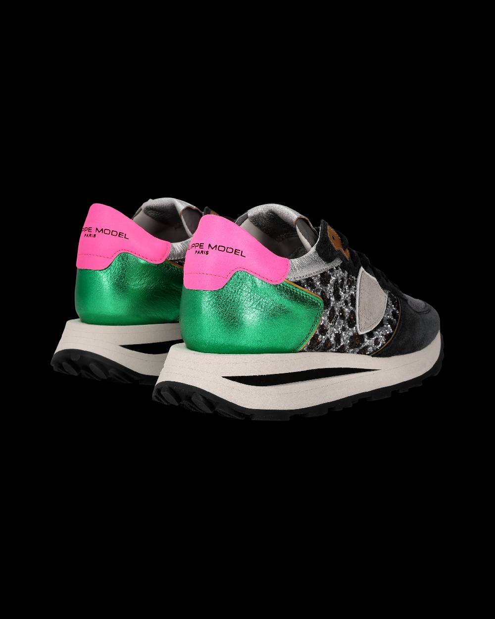Philippe Model Sneaker Tropez Haute Donna, Nero e Verde Promozione Limitata