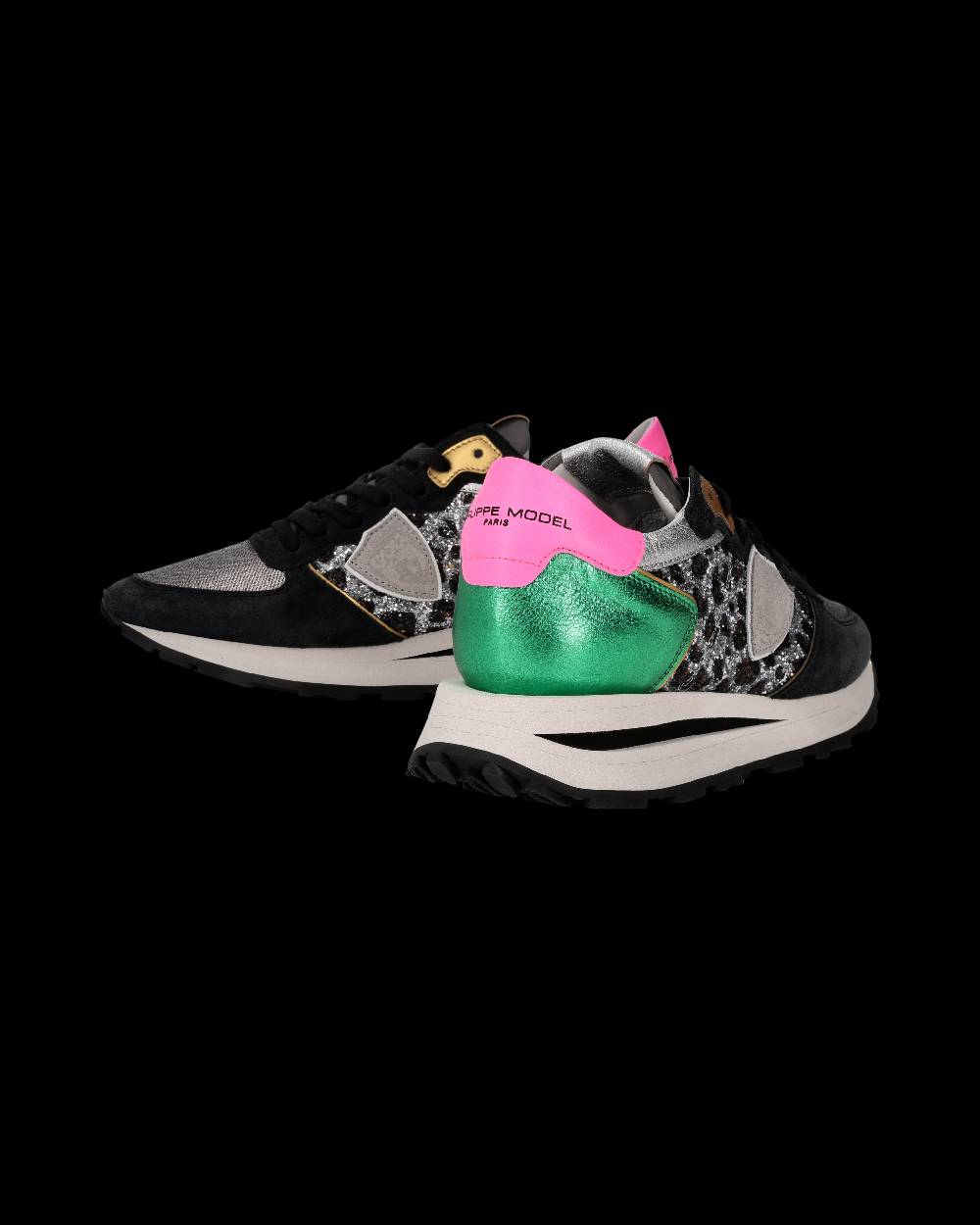 Philippe Model Sneaker Tropez Haute Donna, Nero e Verde Promozione Limitata