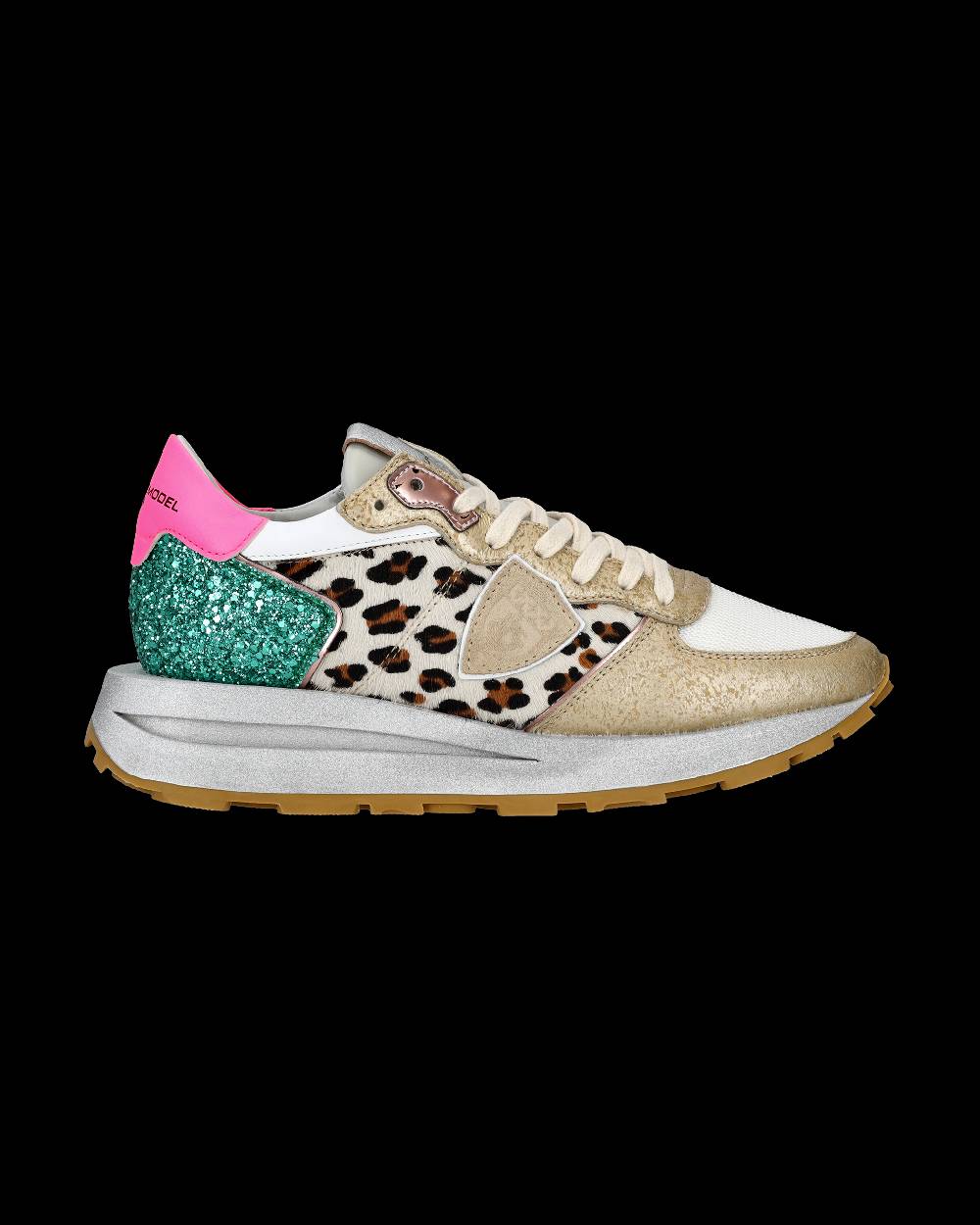 Philippe Model Sneaker basse Tropez Haute donna - bianco, fucsia e animalier Affare Del Giorno