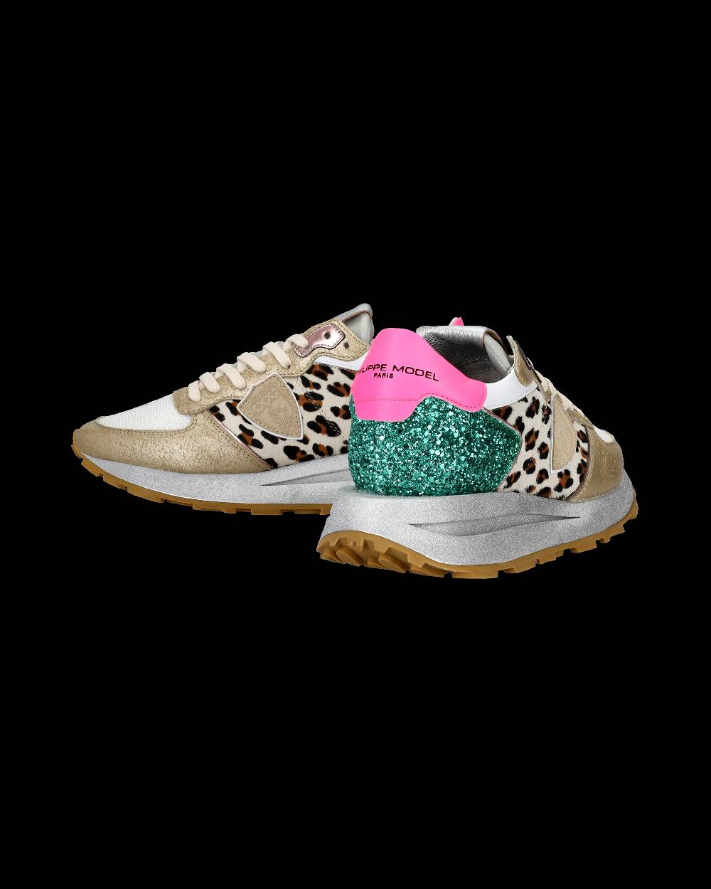 Philippe Model Sneaker basse Tropez Haute donna - bianco, fucsia e animalier Affare Del Giorno