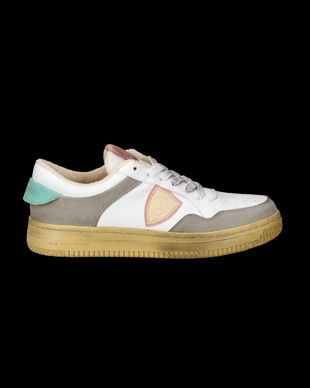 Philippe Model Sneakers Lyon da Donna Bianche e Rosa in Pelle Riciclata Saldi Di Fabbrica