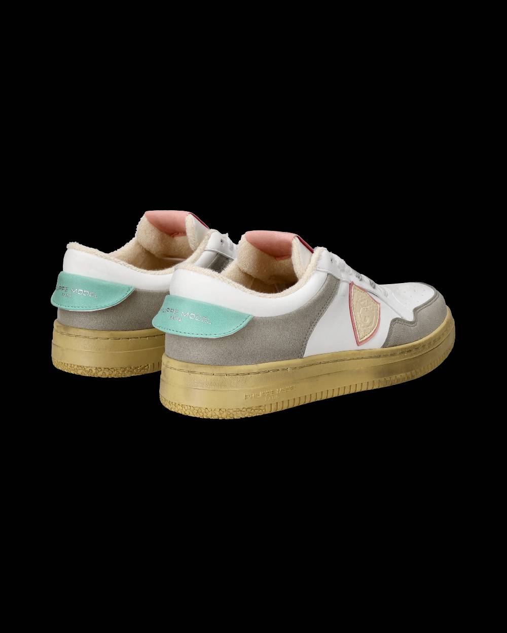 Philippe Model Sneakers Lyon da Donna Bianche e Rosa in Pelle Riciclata Saldi Di Fabbrica