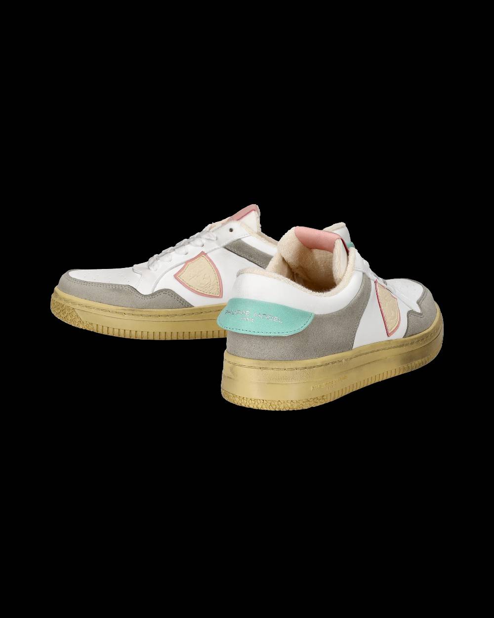 Philippe Model Sneakers Lyon da Donna Bianche e Rosa in Pelle Riciclata Saldi Di Fabbrica