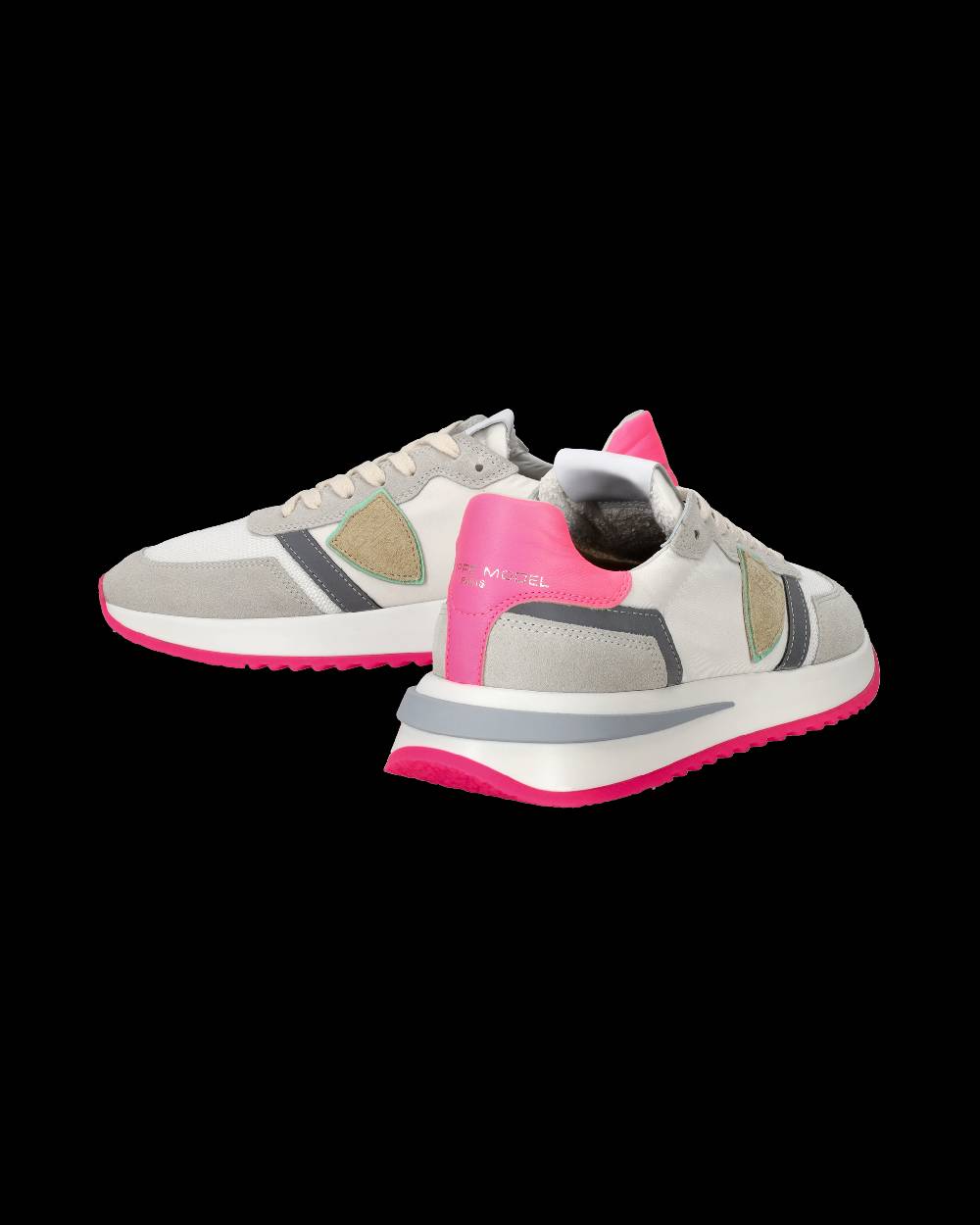 Philippe Model Sneakers Tropez 2.1 da Donna Bianche e Fucsia in Tessuto Tecnico Qualità