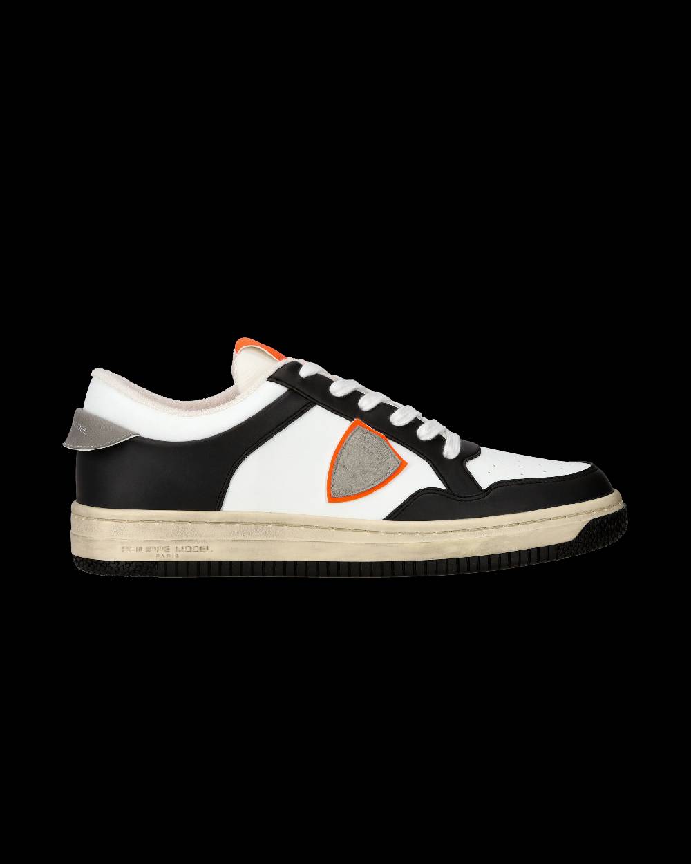 Philippe Model Sneaker streetwear Lyon da uomo in pelle riciclata - Nero e arancione Promozione