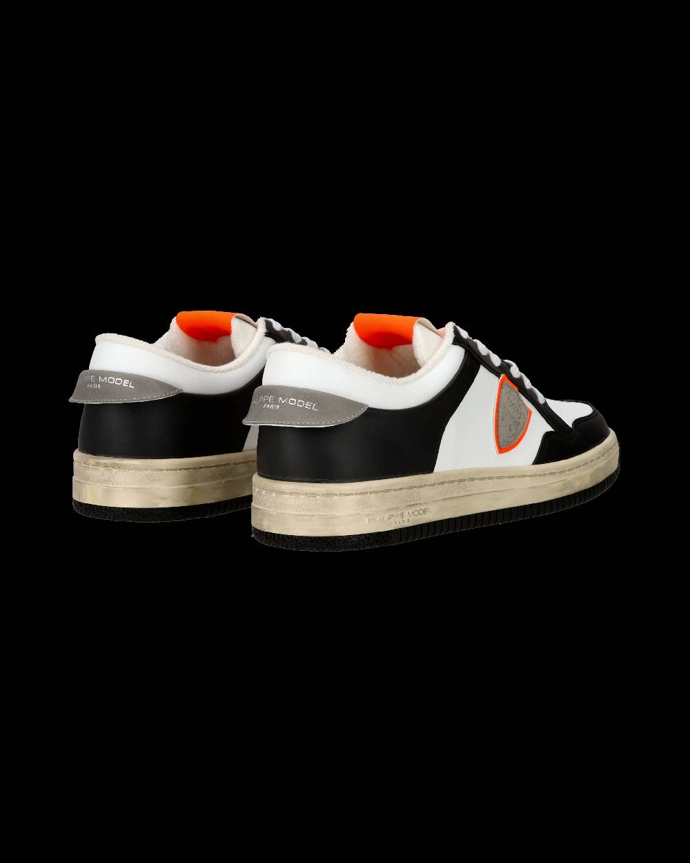Philippe Model Sneaker streetwear Lyon da uomo in pelle riciclata - Nero e arancione Promozione