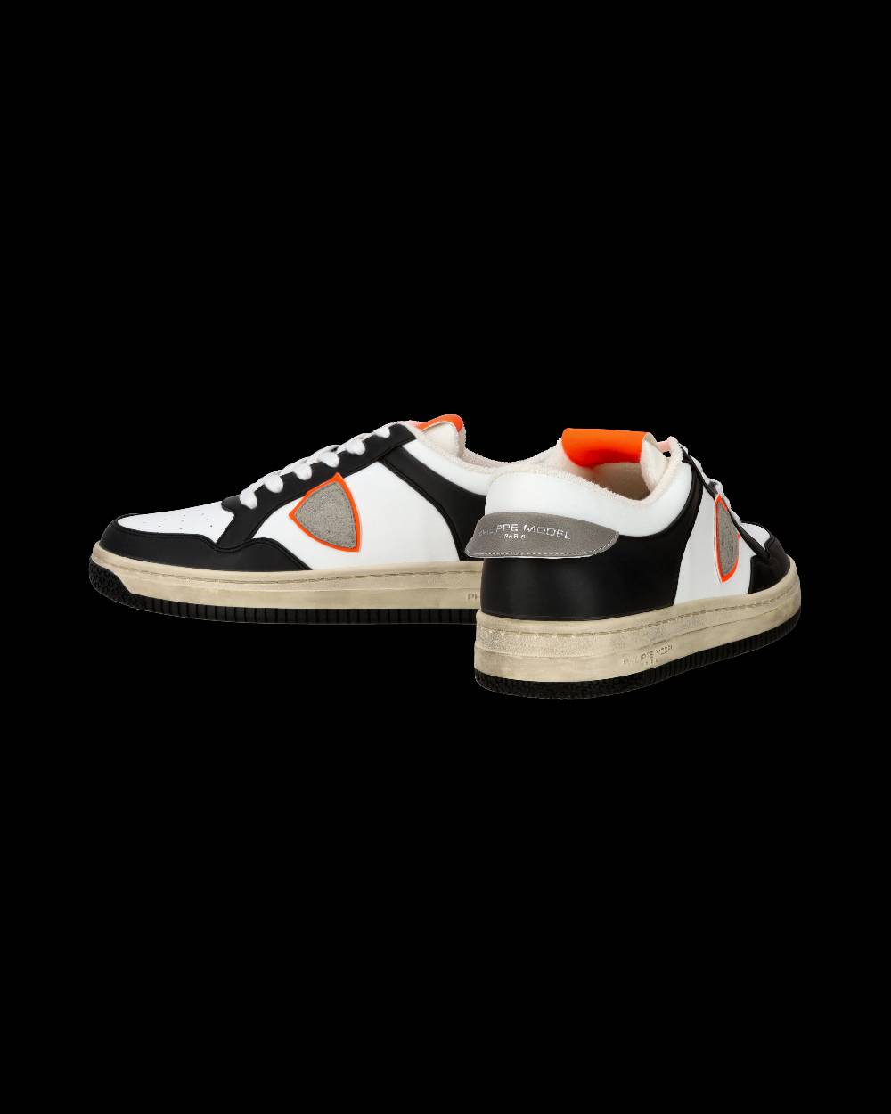 Philippe Model Sneaker streetwear Lyon da uomo in pelle riciclata - Nero e arancione Promozione