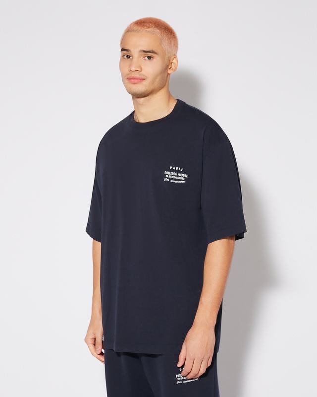 Philippe Model T-Shirt Maurice da Uomo Blu in Jersey Spedizione Gratuita