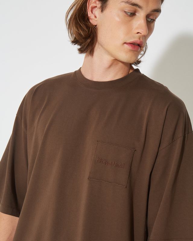 Philippe Model T-Shirt Maurice da Uomo Marrone Noce in Jersey Acquista Ora