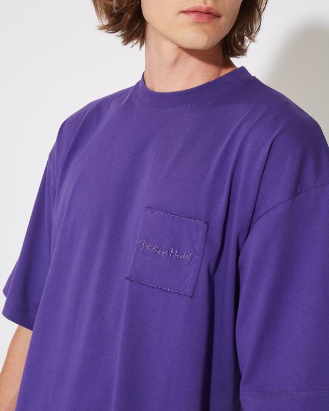 Philippe Model T-Shirt Maurice da Uomo Viola in Jersey Consegna Veloce