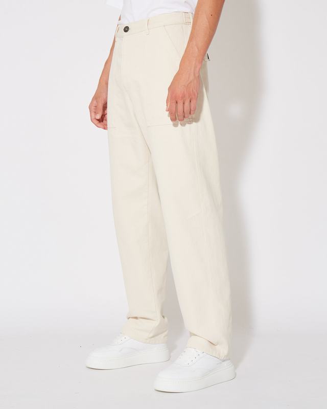 Philippe Model Pantaloni CHARLES da Uomo Ecru in Bull Denim Convenienza