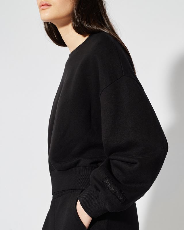 Philippe Model Felpa Cropped Beatrice da Donna Nera in Jersey Economico