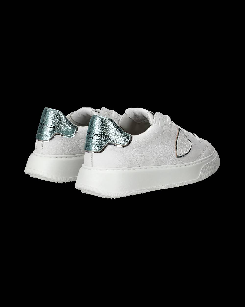 Philippe Model Sneakers Temple da Donna Bianche e Blu in Pelle Morbida Prezzo Ridotto