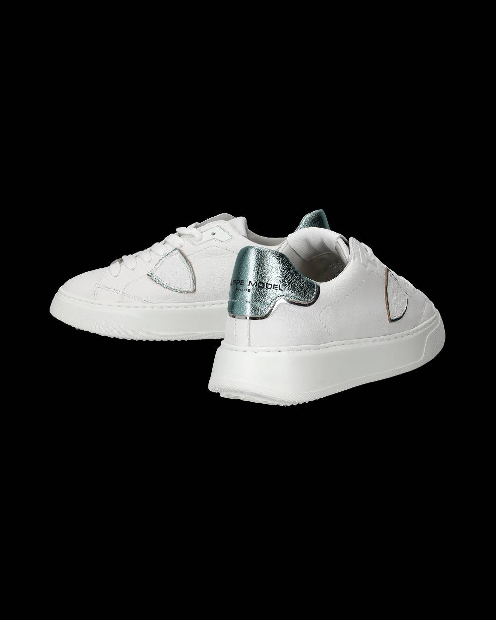 Philippe Model Sneakers Temple da Donna Bianche e Blu in Pelle Morbida Prezzo Ridotto