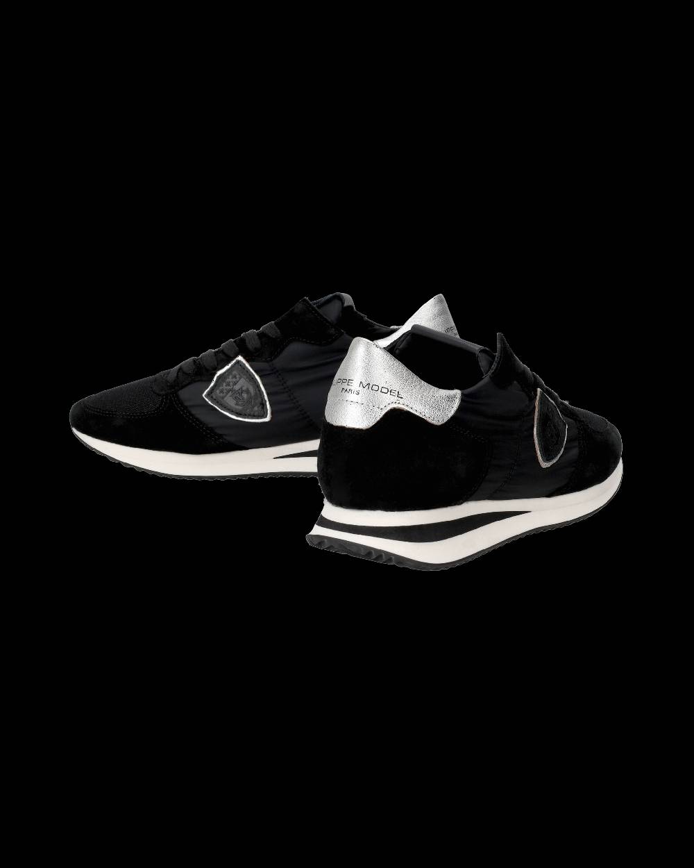 Philippe Model Snaker bassa Trpx donna - nero e argento Saldi Di Fabbrica