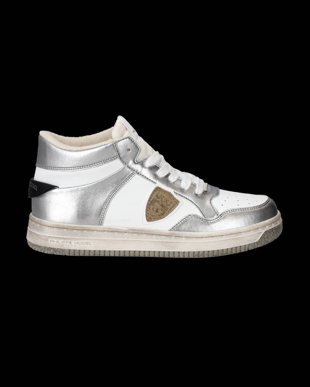 Philippe Model Sneaker mid rise Lyon donna - argento e bianco Spedizione Gratuita
