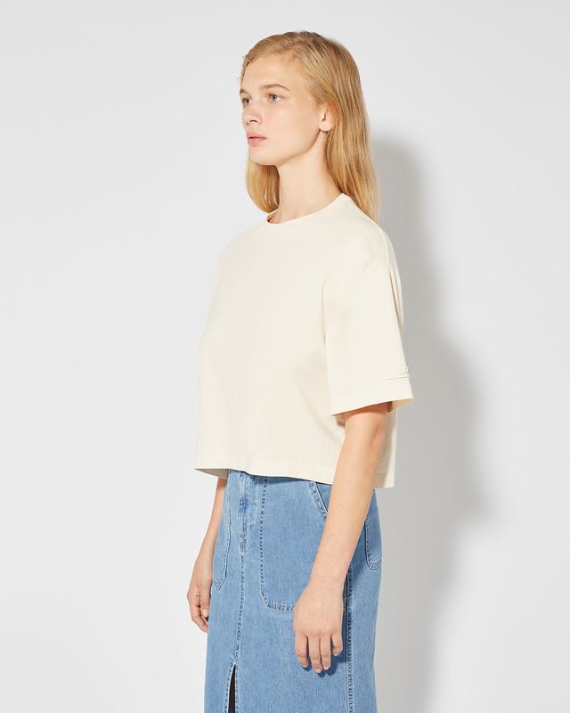 Philippe Model T-Shirt Cropped Marion da Donna Beige ecru in Jersey Sottocosto