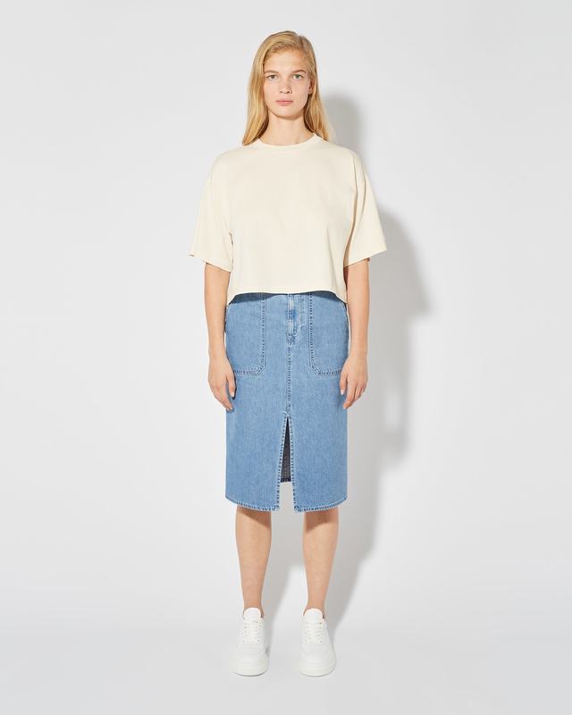 Philippe Model T-Shirt Cropped Marion da Donna Beige ecru in Jersey Sottocosto