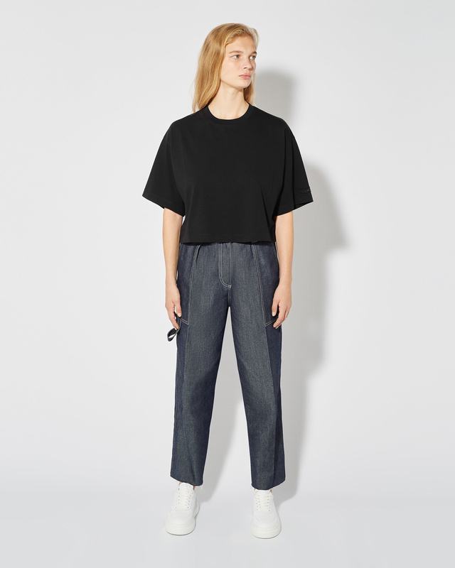 Philippe Model T-Shirt Cropped Marion da Donna Nera in Jersey Convenienza