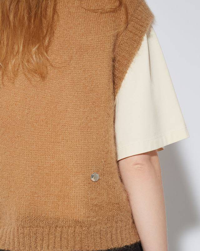 Philippe Model Gilet Yvonne da Donna Marrone in Lana Mohair Presa