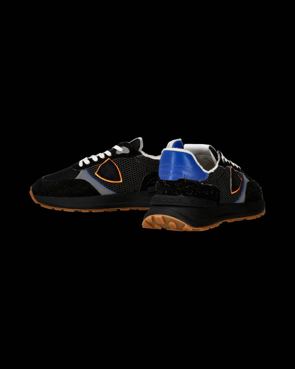 Philippe Model Sneaker sportive Antibes da uomo in nylon e pelle - Nero e arancione Sottocosto