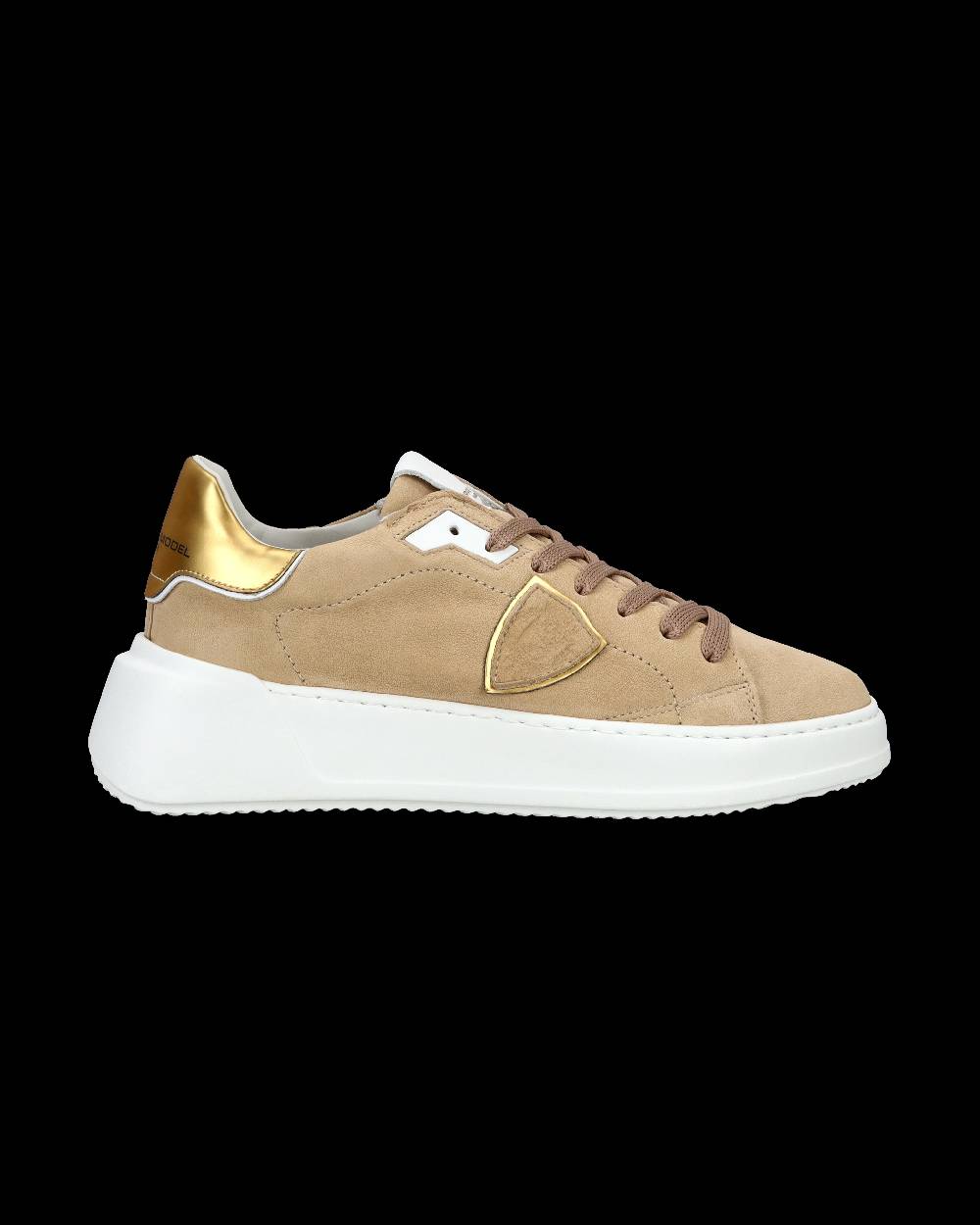 Philippe Model Sneaker casual Tres Temple da donna in pelle Nabuk - Beige Novità