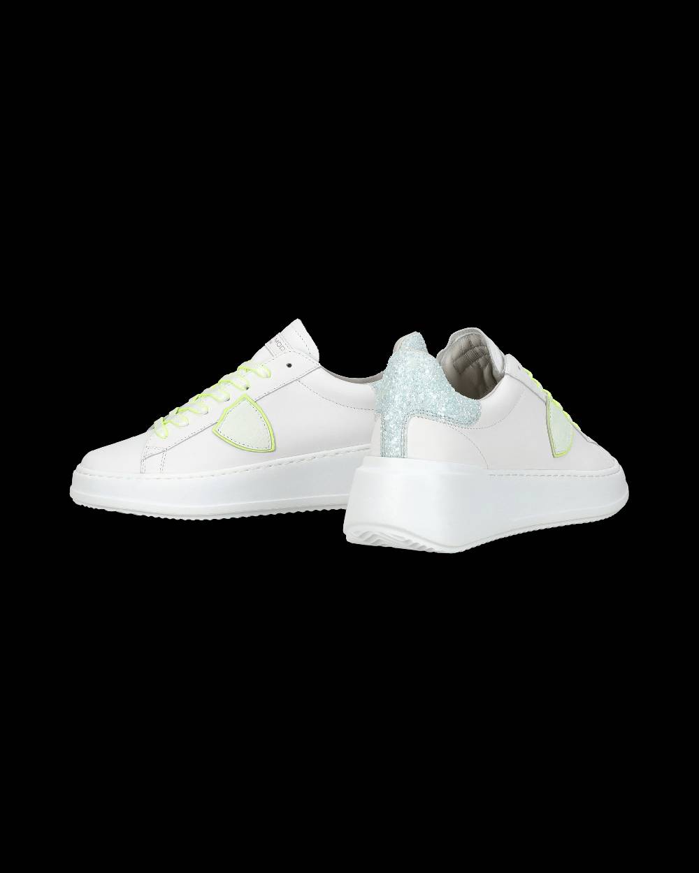 Philippe Model Sneakers casual Tres Temple da donna in pelle e glitter - Bianco e rosa Economico