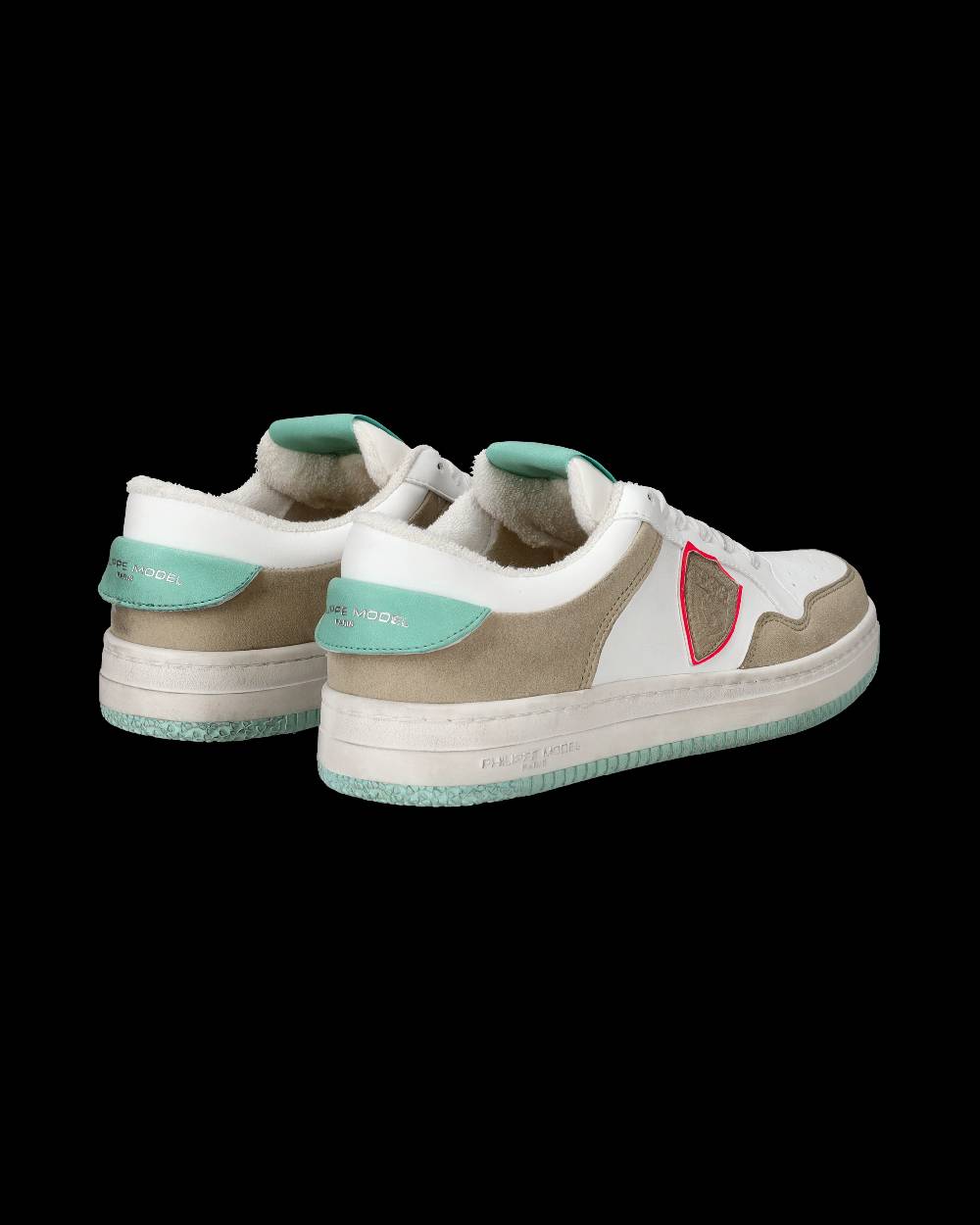 Philippe Model Sneakers Lyon da Donna Bianche e Verdi in Pelle Riciclata In Vendita