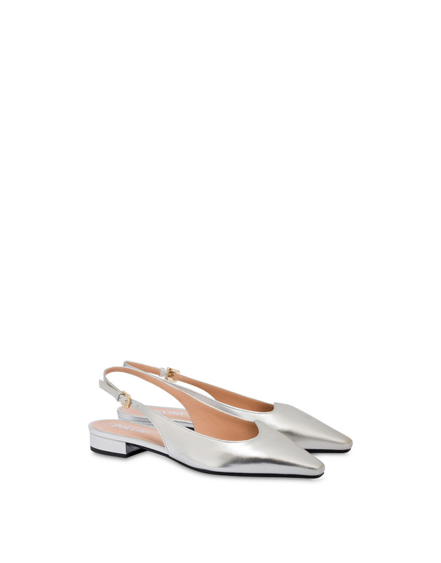 Pollini Ballerina In Nappa Laminata Wave Argento Affare Del Giorno