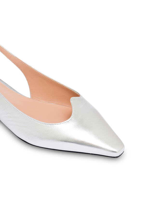 Pollini Ballerina In Nappa Laminata Wave Argento Affare Del Giorno