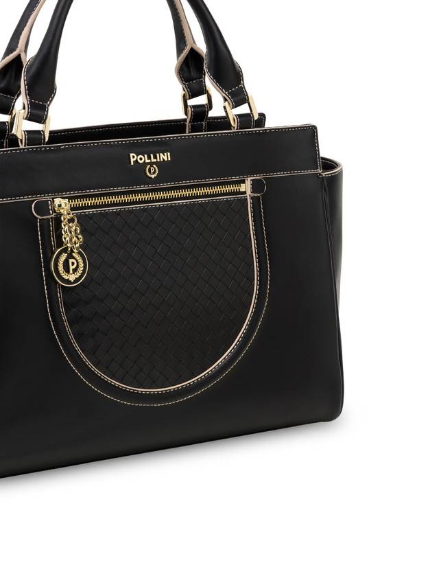 Pollini Borsa Doppio Manico Half Moon Nero/nero Vendita Economica