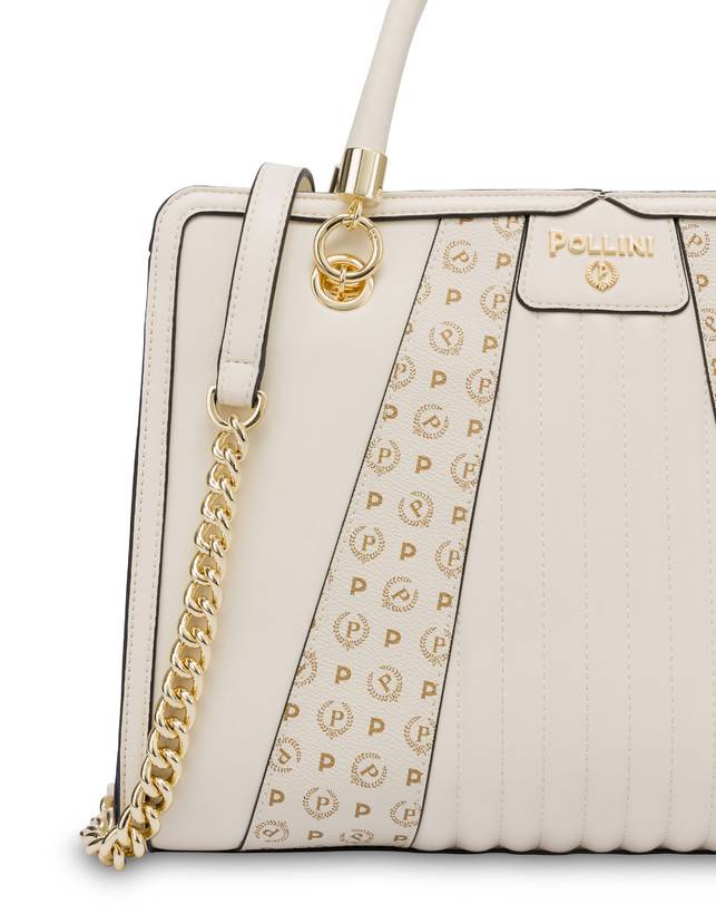 Pollini Borsa Doppio Manico Shell Avorio/avorio I Più Venduti