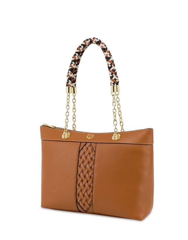 Pollini Shopper Con Intreccio Agadir Cuoio Comprare a buon mercato
