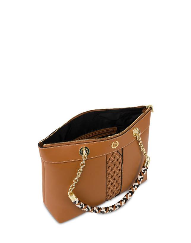 Pollini Shopper Con Intreccio Agadir Cuoio Comprare a buon mercato