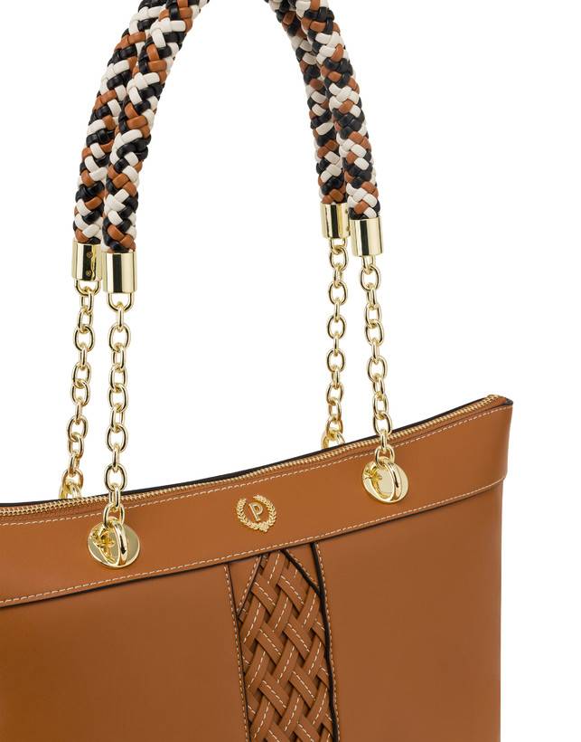 Pollini Shopper Con Intreccio Agadir Cuoio Comprare a buon mercato
