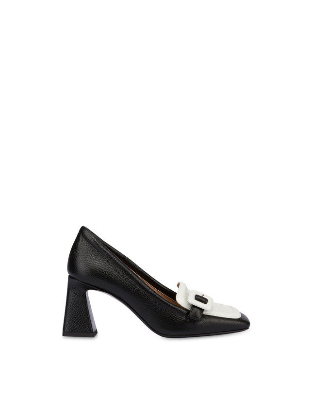 Pollini Décolleté In Vitello Bottalato Ursula Nero/ghiaccio Vendita Economica