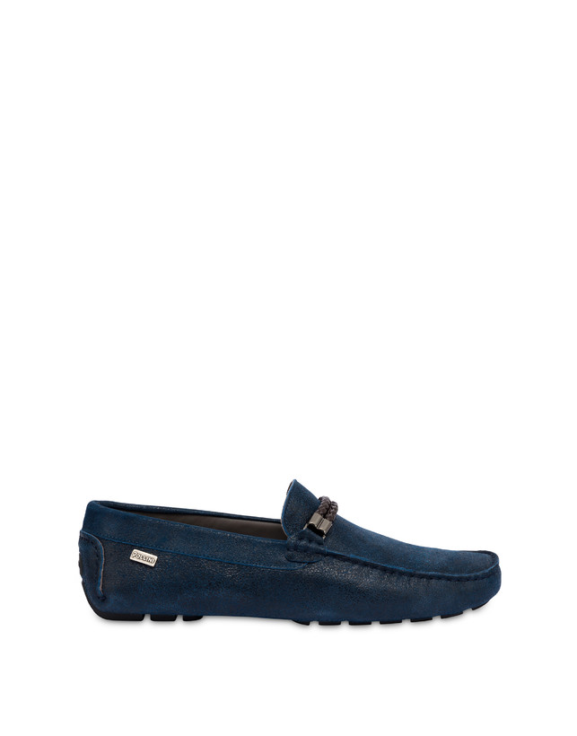 Pollini Mocassini Con Morsetto In Pelle Eazy Blu Economico
